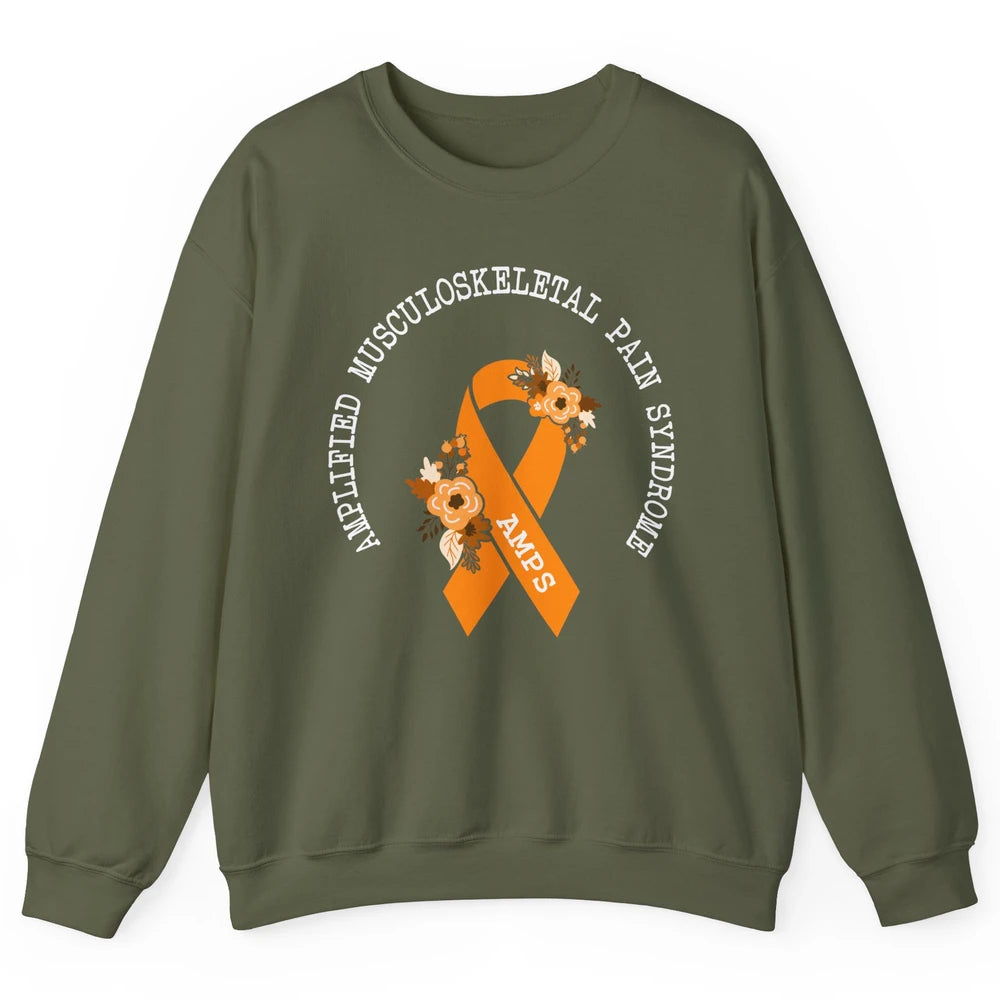 Amplified Musculoskeletal Pain Syndrome AMPS Orange Ribbon Unisex Crewneck Sweatshirt