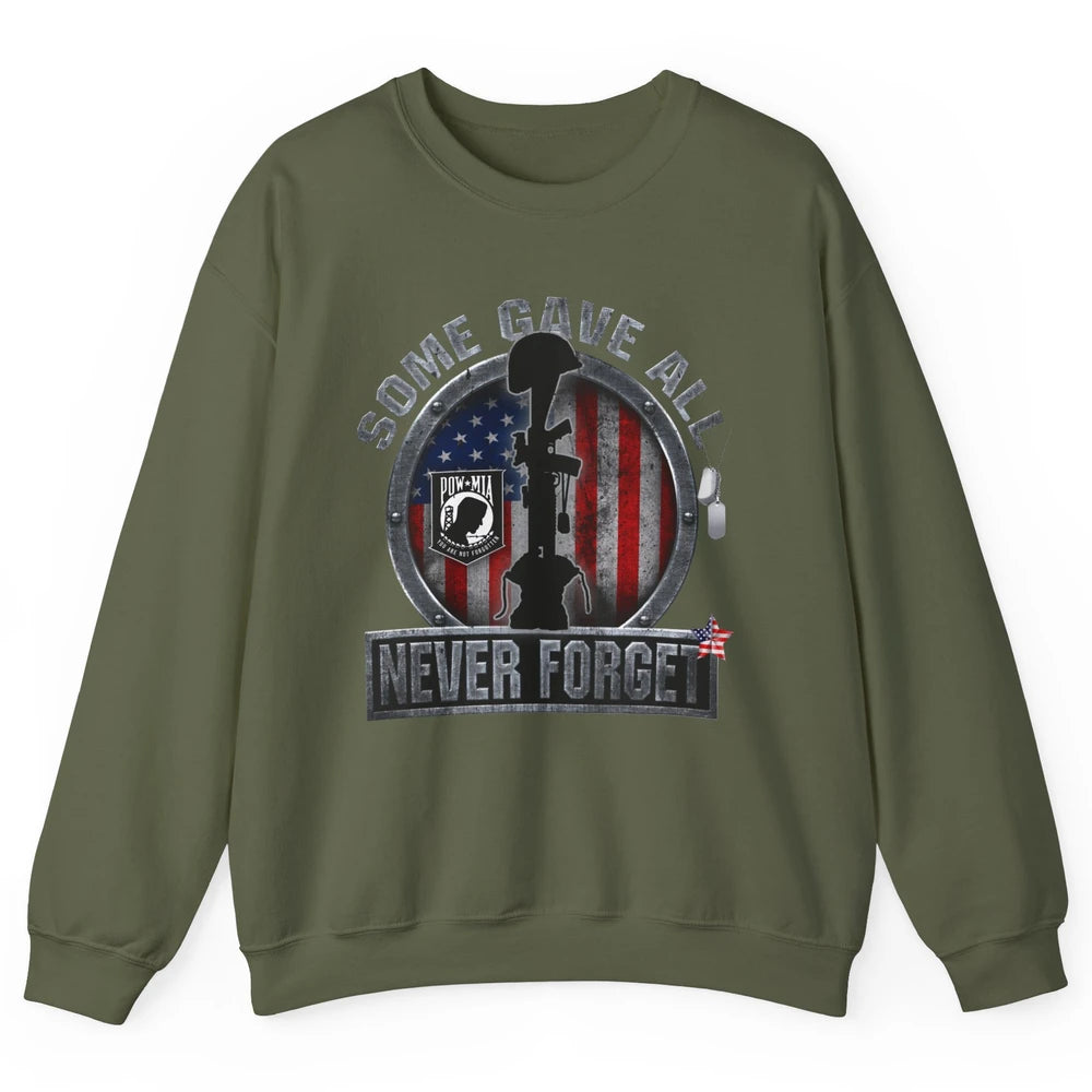 Retro US Veteran Some Gave All Never Forget Memorial Day Unisex Crewneck Sweatshirt