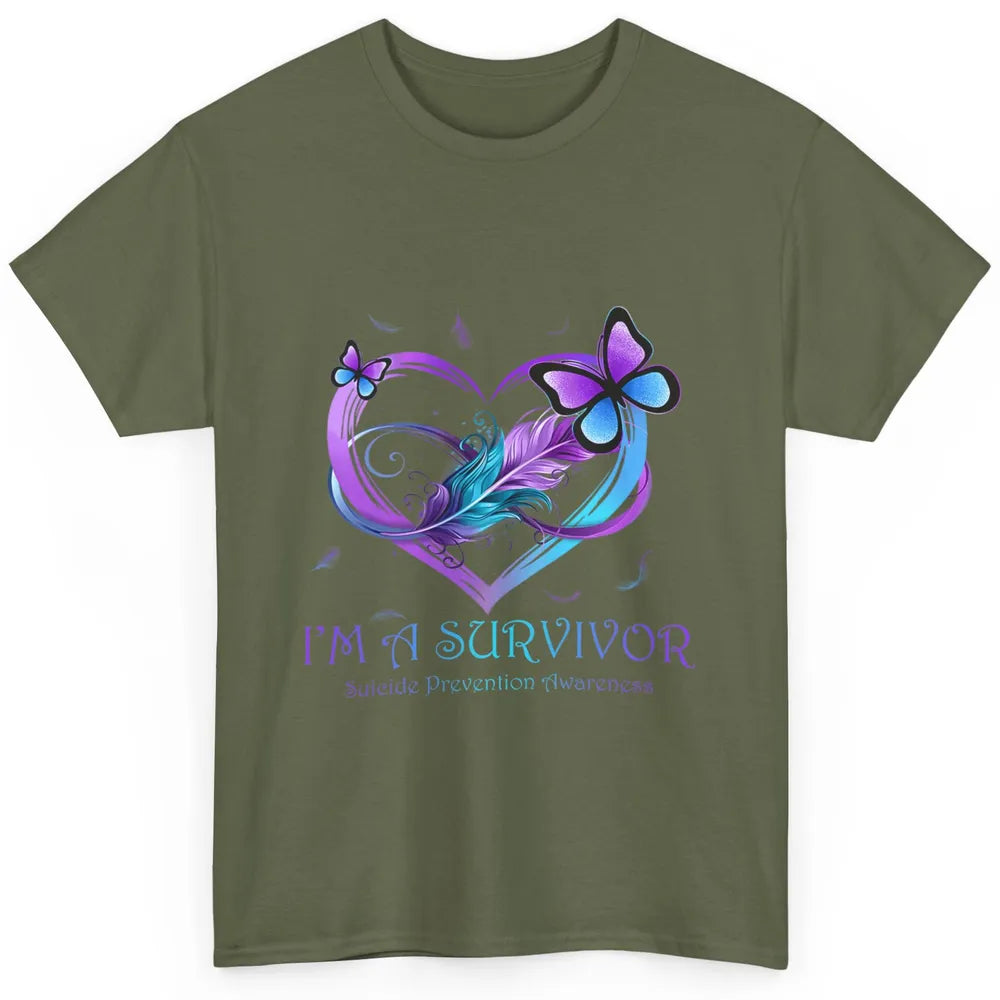 Survivor Purple Teal Heart Love Suicide Prevention Awareness Classic Unisex T-Shirt