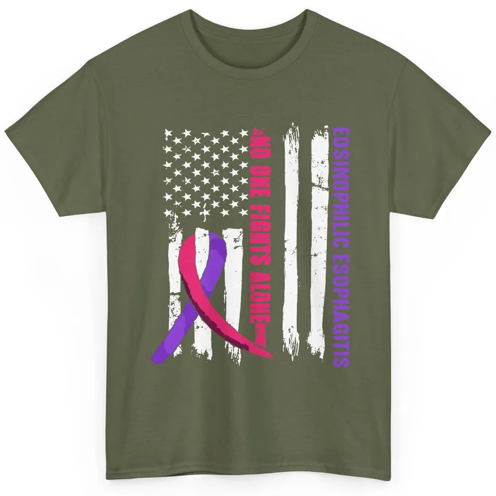 Eosinophilic Esophagitis Ribbon US Flag No One Fight Alone Classic Unisex T-Shirt