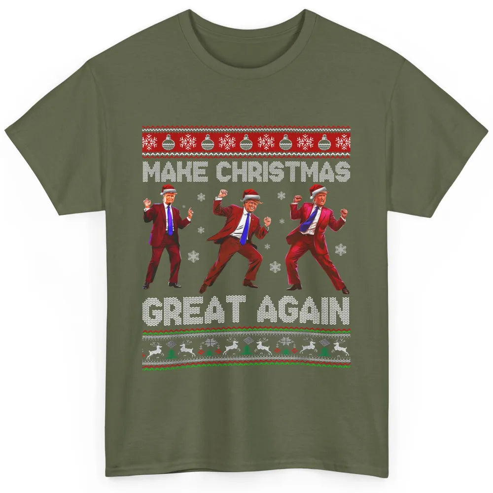 Funny Santa Trump Dance Make Christmas Great Again Xmas Ugly Political Republican Sarcastic Classic Unisex T-Shirt