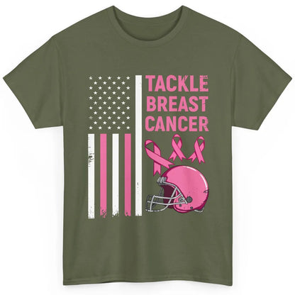 Tackle Breast Cancer US Flag Football Helmet Pink Ribbon Classic Unisex T-Shirt