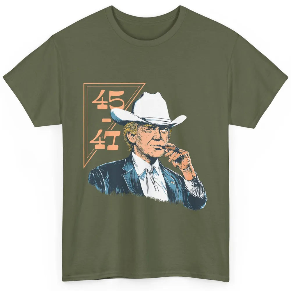 Donald Trump 2024 45 47 Vintage Cowboy Rodeo Western Country Trump Political Classic Unisex T-Shirt