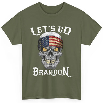 Retro Skull US Flag Let's Go Brandon Anti Biden Pro America Classic Unisex T-Shirt