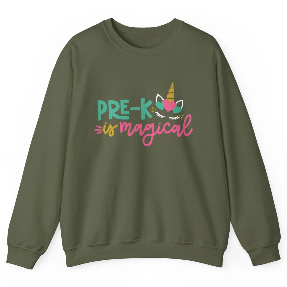 Unicorn Pre-K is Magical Preschool Squad Teacher Student Unisex Crewneck Sweatshirt