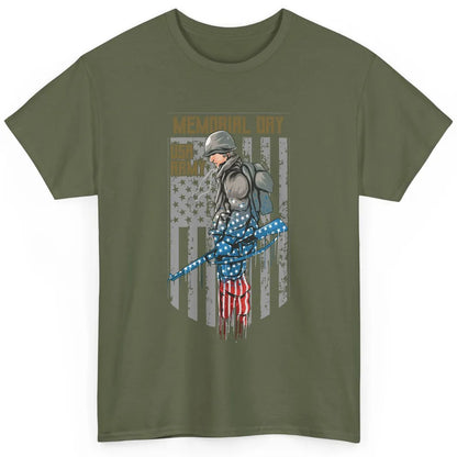 US Army Veteran With Gun American Flag US Pride Memorial Day Classic Unisex T-Shirt