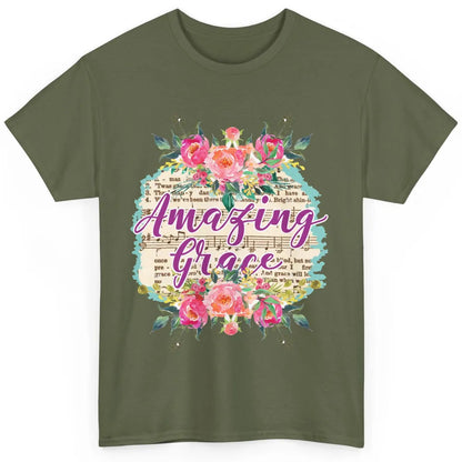 Floral Amazing Grace Jesus Lovers Christian Religious Gift Classic Unisex T-Shirt