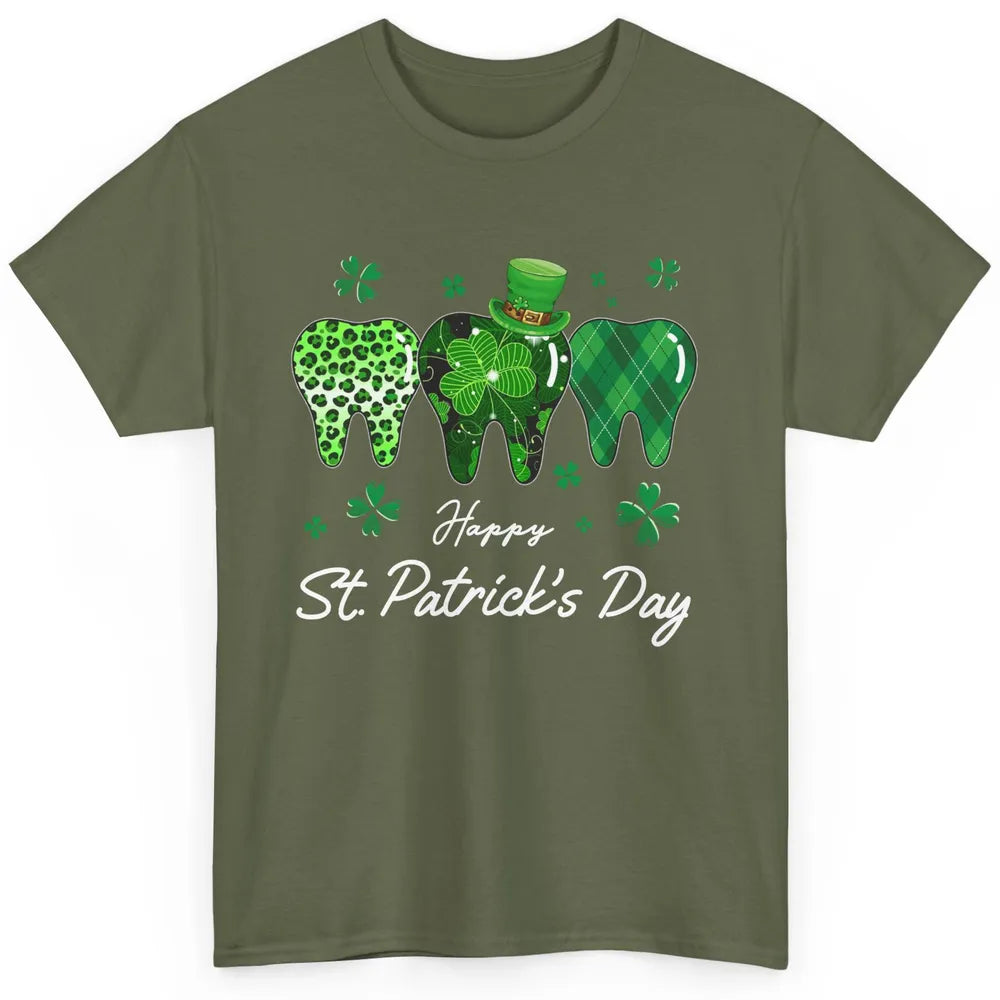 Dental Hygienist Dentist Teeth Lucky Clover St Patricks Day Classic Unisex T-Shirt