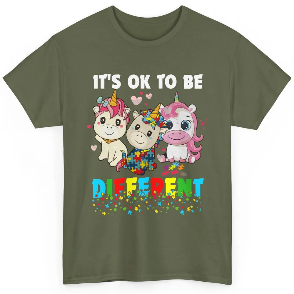 Autism Awareness Puzzles Baby Unicorn Okay To Be Different Classic Unisex T-Shirt