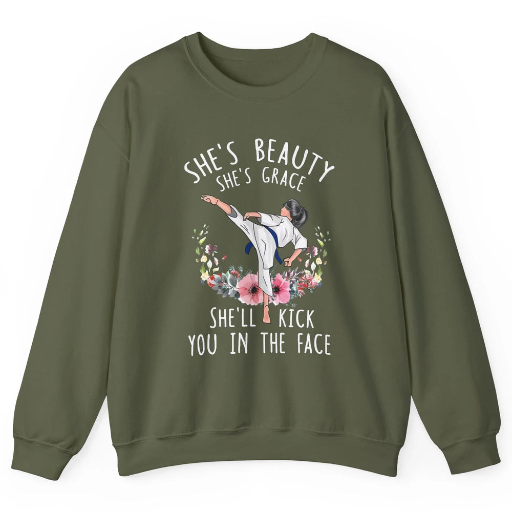 Taekwondo Girl She'll Kick You In The Face Martial Art Gift Unisex Crewneck Sweatshirt