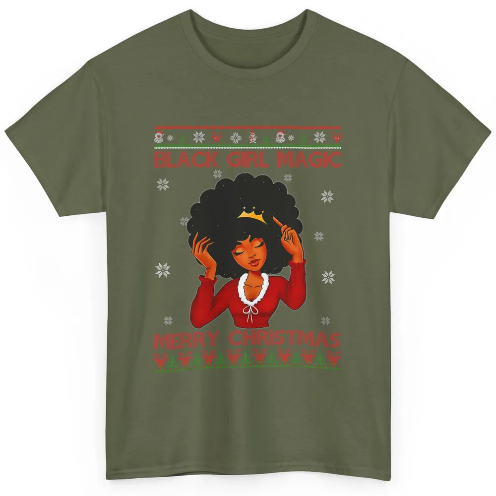 Ugly African Girl American Melanin Christmas Santa Hat Afro Classic Unisex T-Shirt