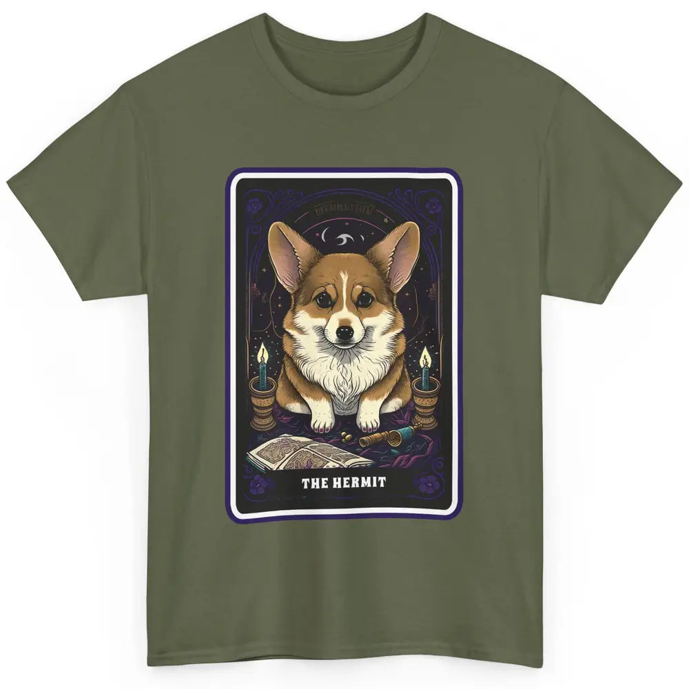 Corgi Witch The Hermit Tarot Card Halloween Corgi Dog Mom Classic Unisex T-Shirt