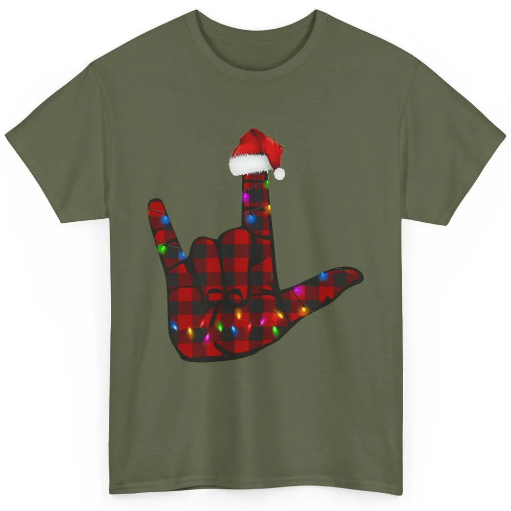 Merry Christmas Hand Sign Language Deaf Xmas Santa Hat ASL Classic Unisex T-Shirt