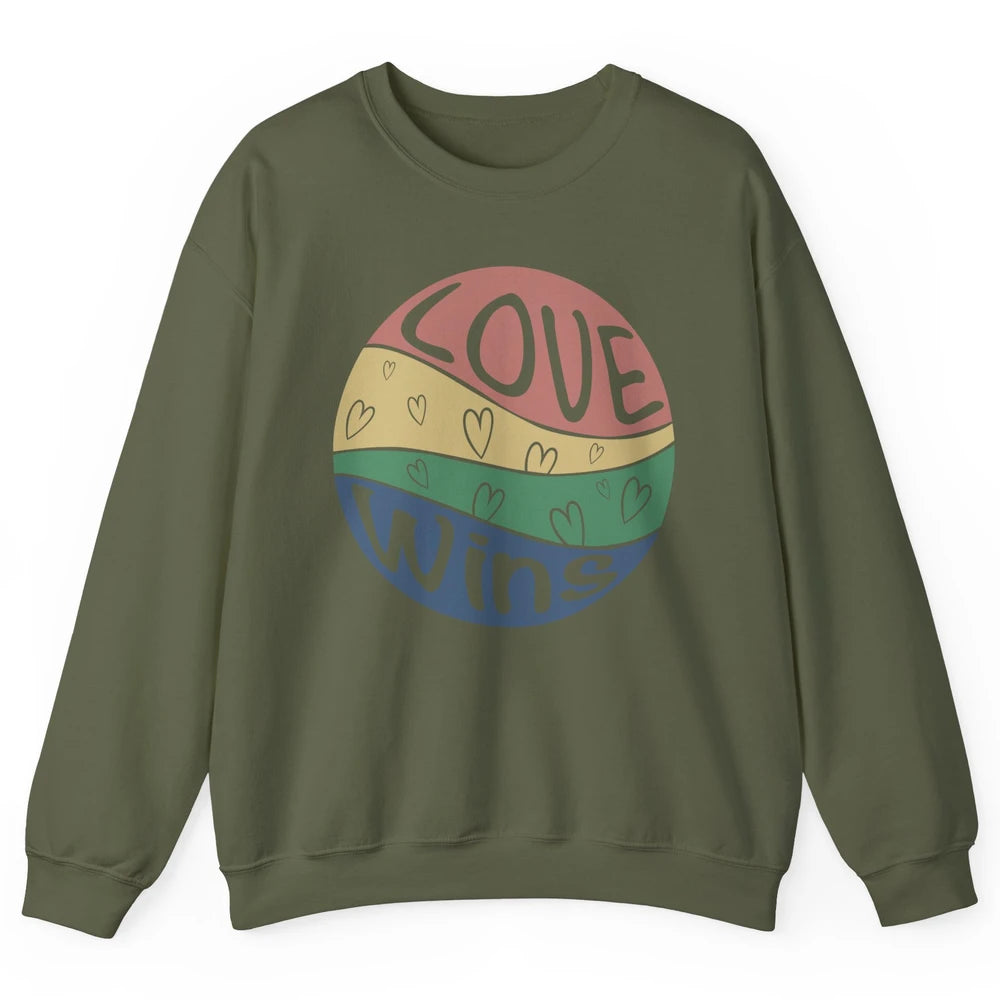 Vintage Love Wins LGBT Gay Pride Month Love Is Love Unisex Crewneck Sweatshirt