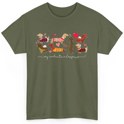 Cute My Valentine Has Paws Dachshund Valentines Day Dog Mom Classic Unisex T-Shirt