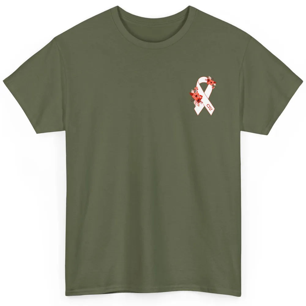 Chronic Idiopathic Urticaria Awareness Red White Ribbon Classic Unisex T-Shirt