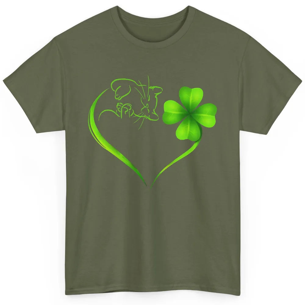 St Patricks Day Cat Shamrock Heart Go Lucky St Paddy Day Classic Unisex T-Shirt