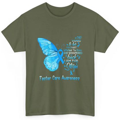 Butterfly Storm Warrior Foster Care Awareness Blue Ribbon Classic Unisex T-Shirt