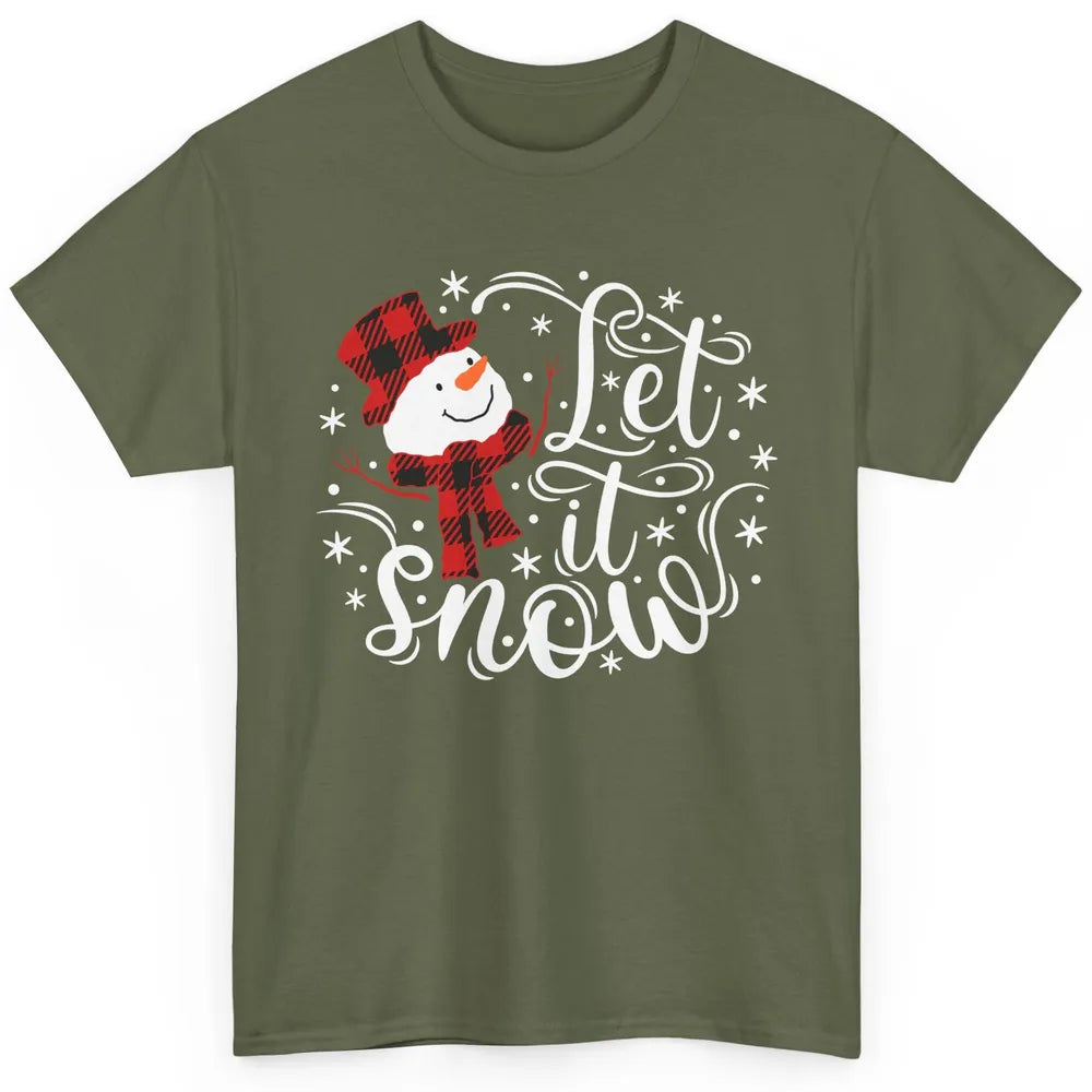 Funny Snowman Let It Snow Snowflakes Holiday Merry Christmas Classic Unisex T-Shirt