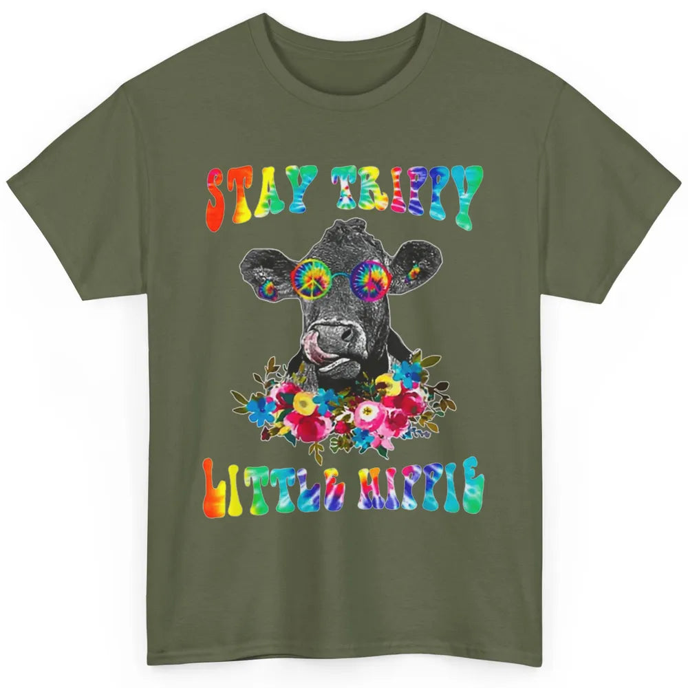 Stay Trippy Little Hippie Heifer Licking Highland Cow Peace Classic Unisex T-Shirt