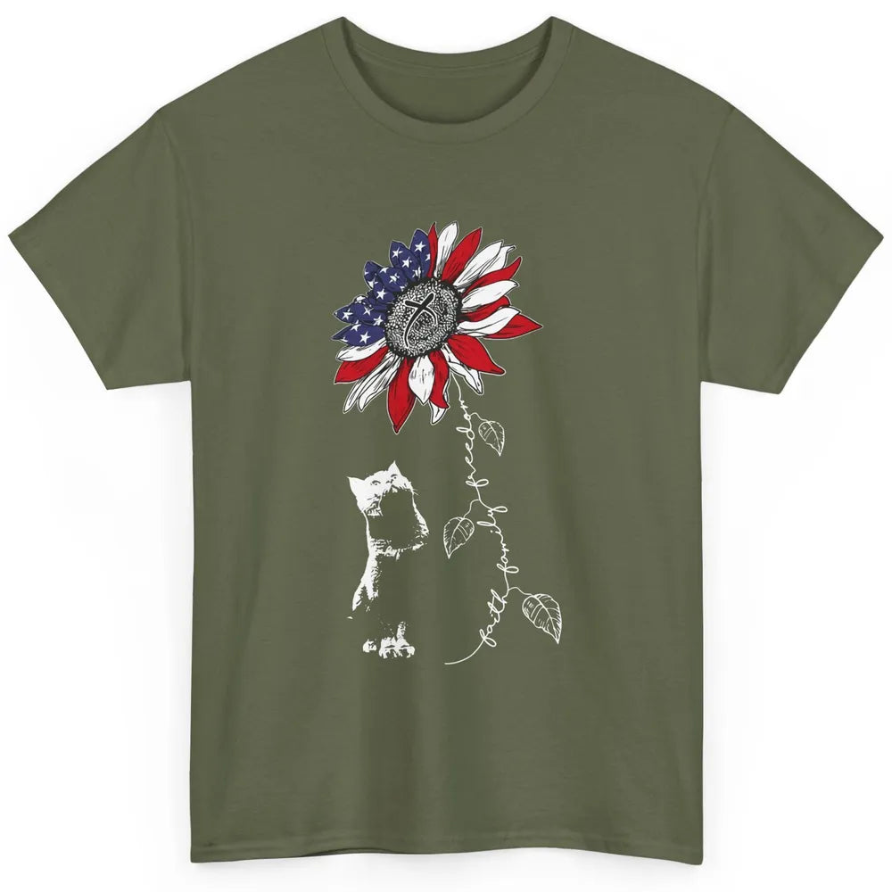 Cat Sunflower 4th Of July Patriotic Faith Family Freedom Classic Unisex T-Shirt