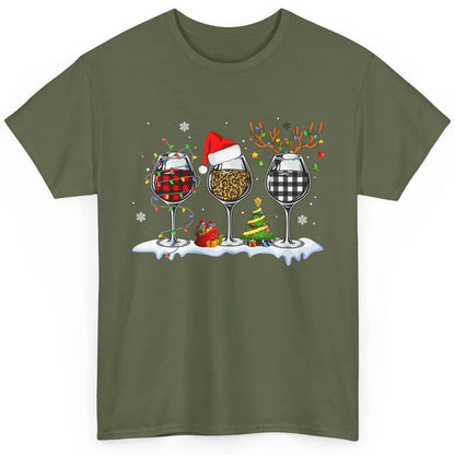 Merry Christmas Funny Red Wine Glass Santa Hat Reindeer Xmas Classic Unisex T-Shirt