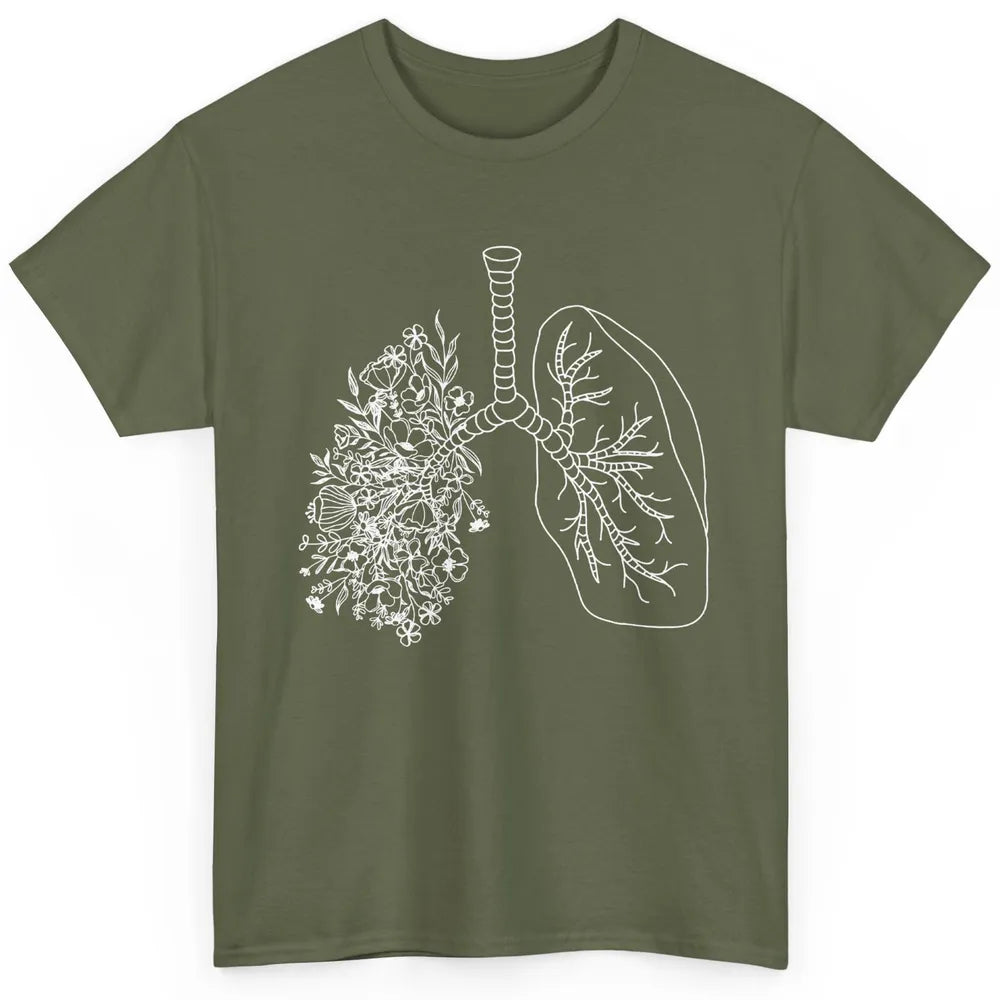 Floral Lung Botanical Asthma Cystic Fibrosis Pulmonology Classic Unisex T-Shirt