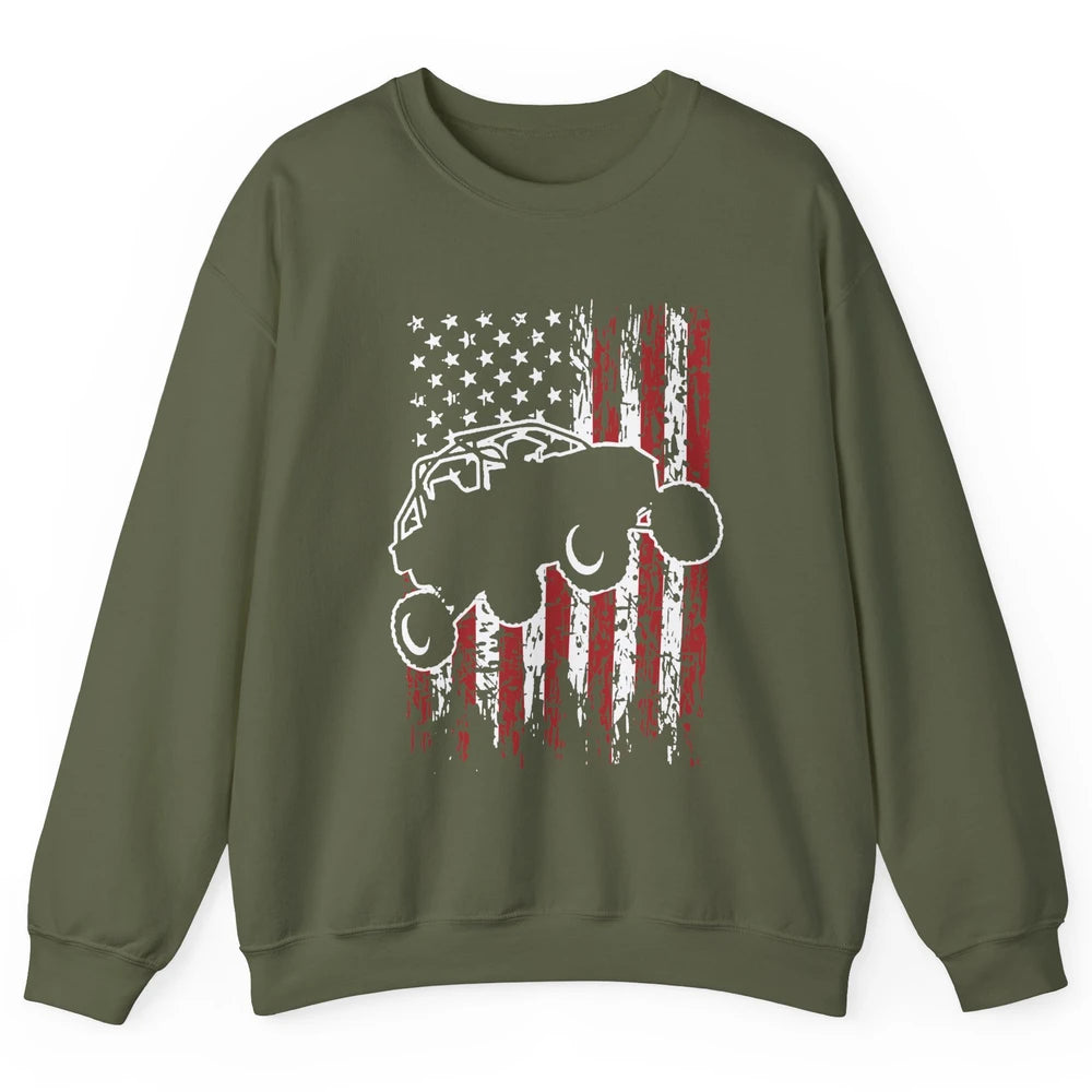 US Flag ATV Side By Side Rider UTV July 4th Offroad Riding Unisex Crewneck Sweatshirt