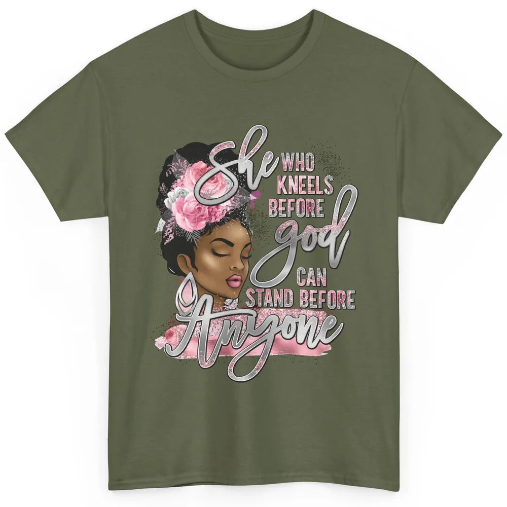 Black Girl She Who Kneels Before God Christian Afro Women Classic Unisex T-Shirt