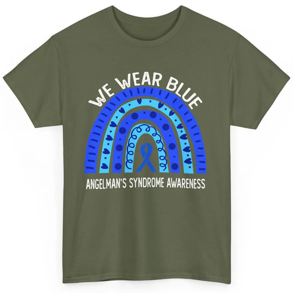 We Wear Blue For Angelman's Syndrome Blue Ribbon Rainbow Classic Unisex T-Shirt