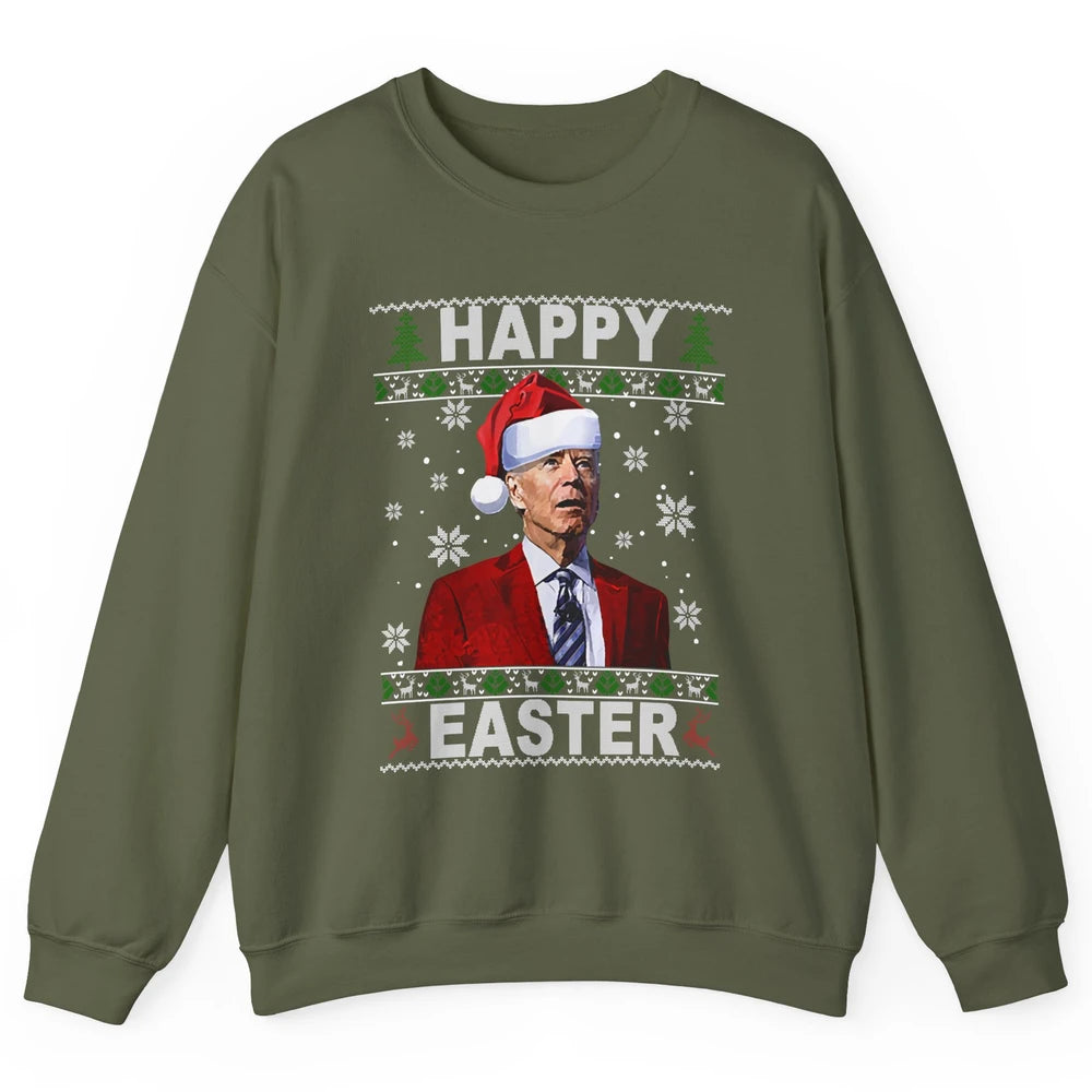 Funny Biden Santa Hat Happy Easter Anti Biden Christmas Unisex Crewneck Sweatshirt