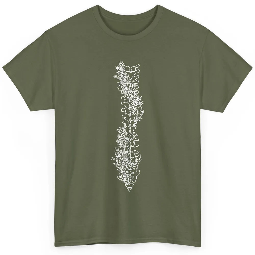 Floral Spine Anatomy Botanical Spine Ankylosing Spondylitis Classic Unisex T-Shirt