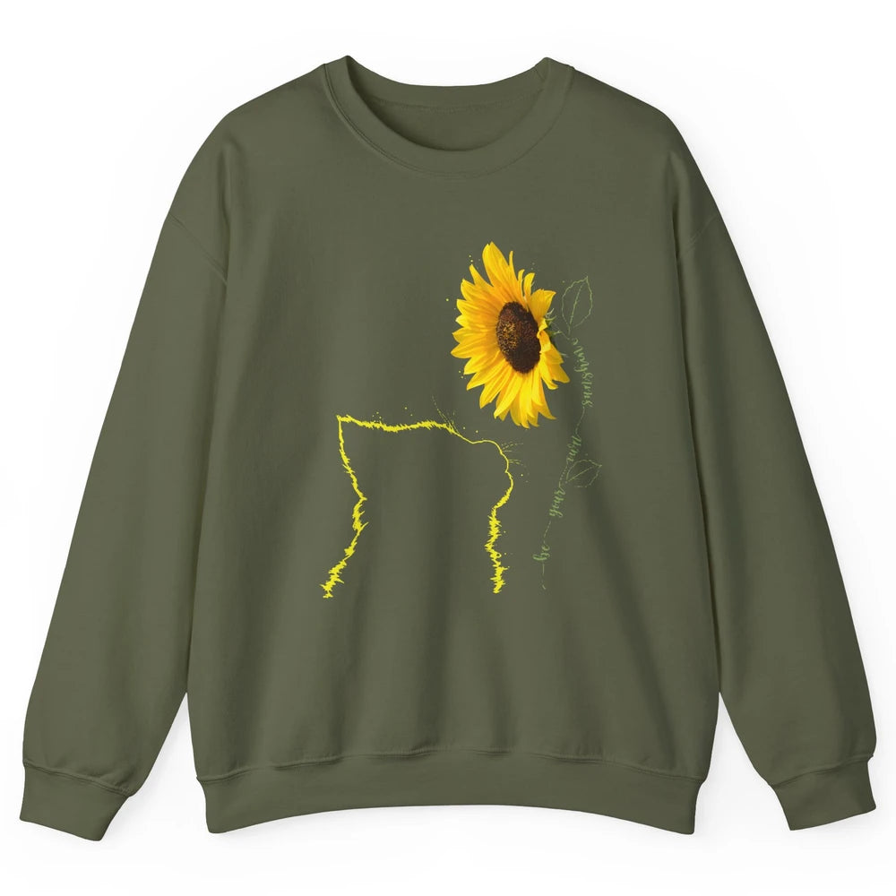 Sunflower Cat Be Your Own Be Your Own Sunshine Cat Mom Lady Unisex Crewneck Sweatshirt