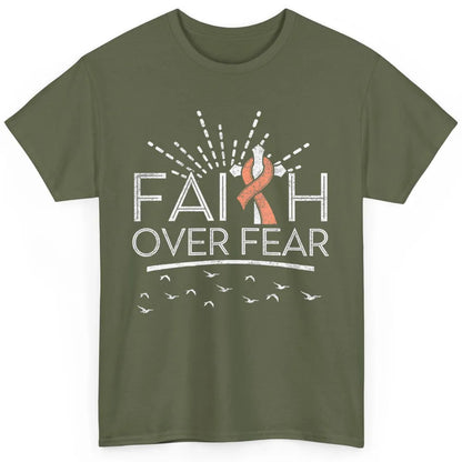 Faith Over Fear Peach Ribbon Uterine Cancer Awareness Month Classic Unisex T-Shirt