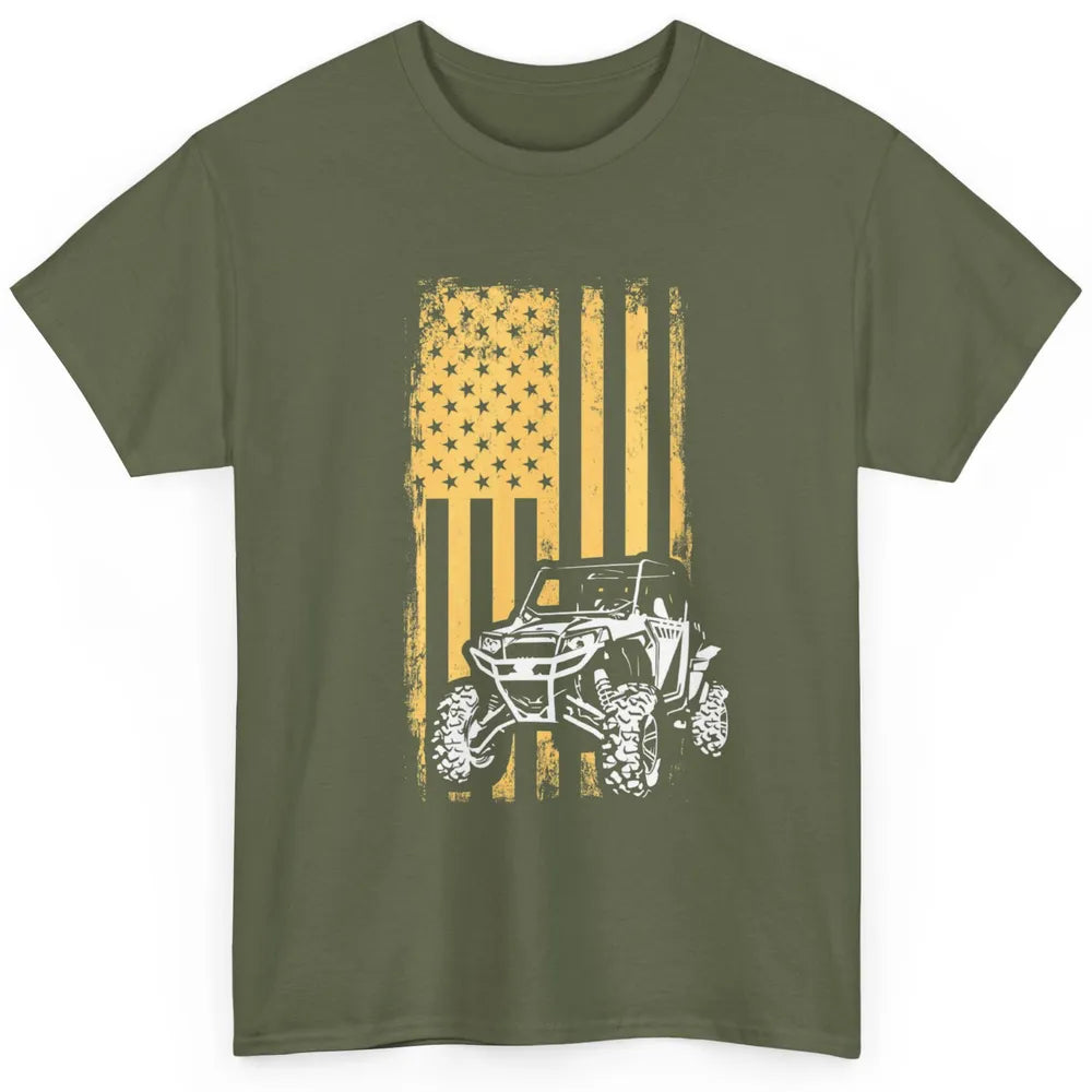 Retro UTV American Flag 4 Wheel Mud Riding SXS Life Offroad Classic Unisex T-Shirt