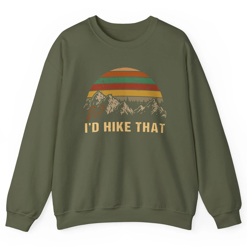 Vintage Mountain Hiking Boots I'd Hike That Adventure Hikers Unisex Crewneck Sweatshirt