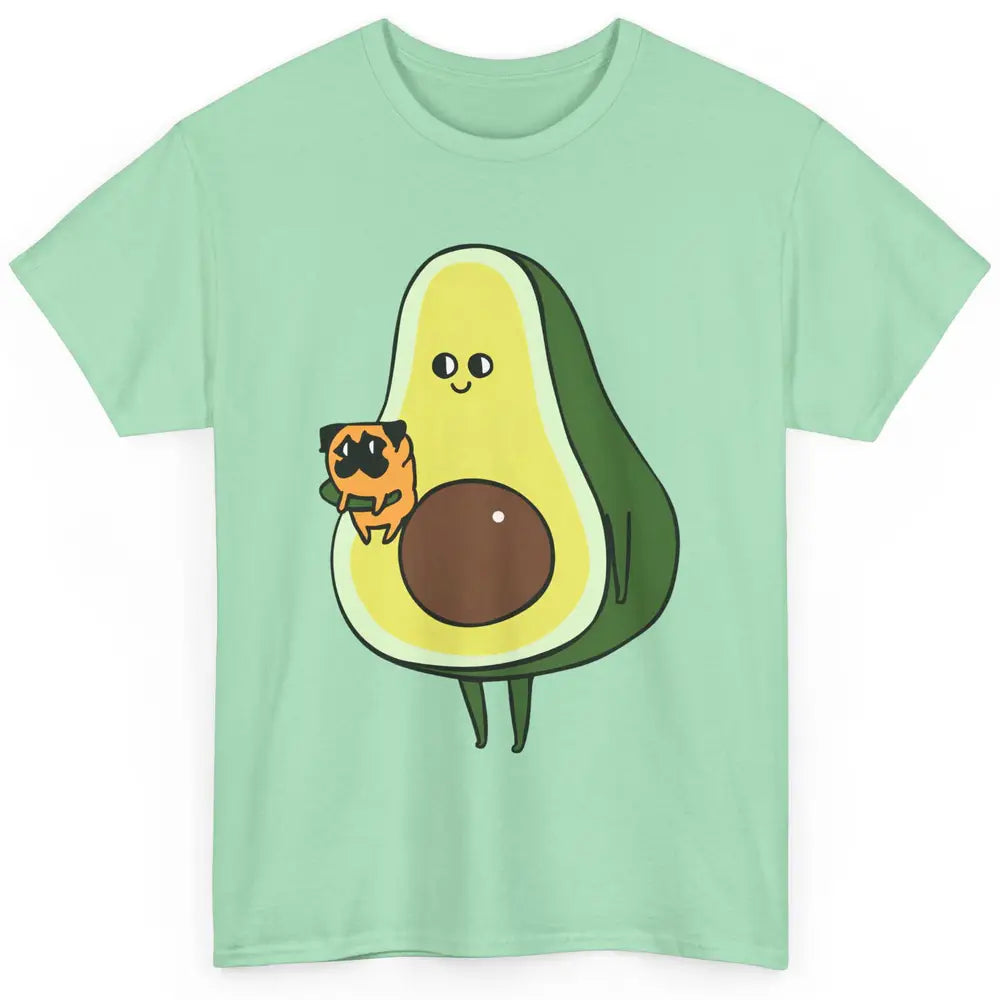 Avocado With Pug Funny Avocado Vegan Pug Lovers Gift Classic Unisex T-Shirt