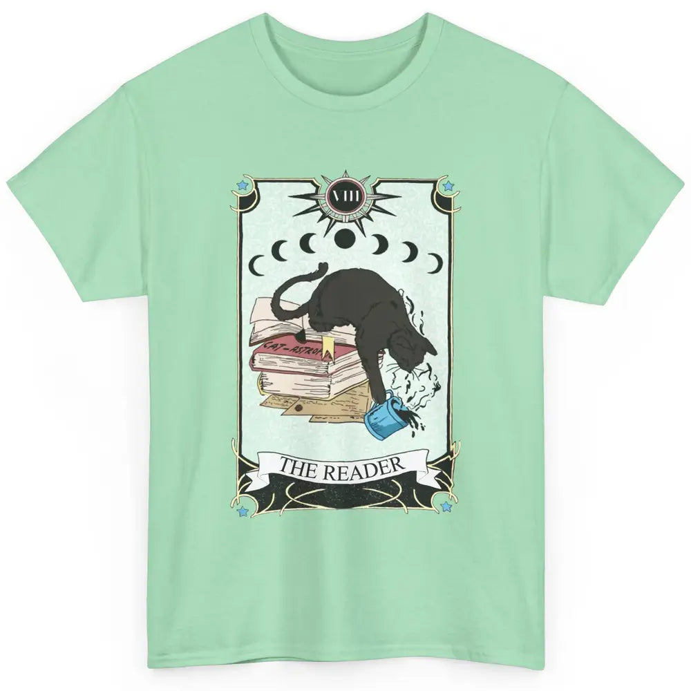 Witchy Black Cat The Reader Tarot Card Mystic Celestial Moon Classic Unisex T-Shirt