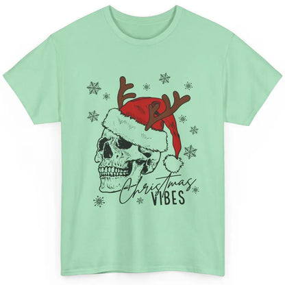 Christmas Vibes Skull With Santa Hat Christmas Skeleton Classic Unisex T-Shirt