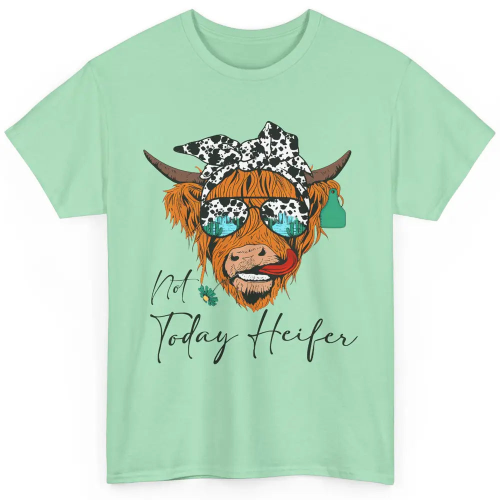 Desert Highland Cow Sunglasses Not Today Heifer Cow Lovers Classic Unisex T-Shirt