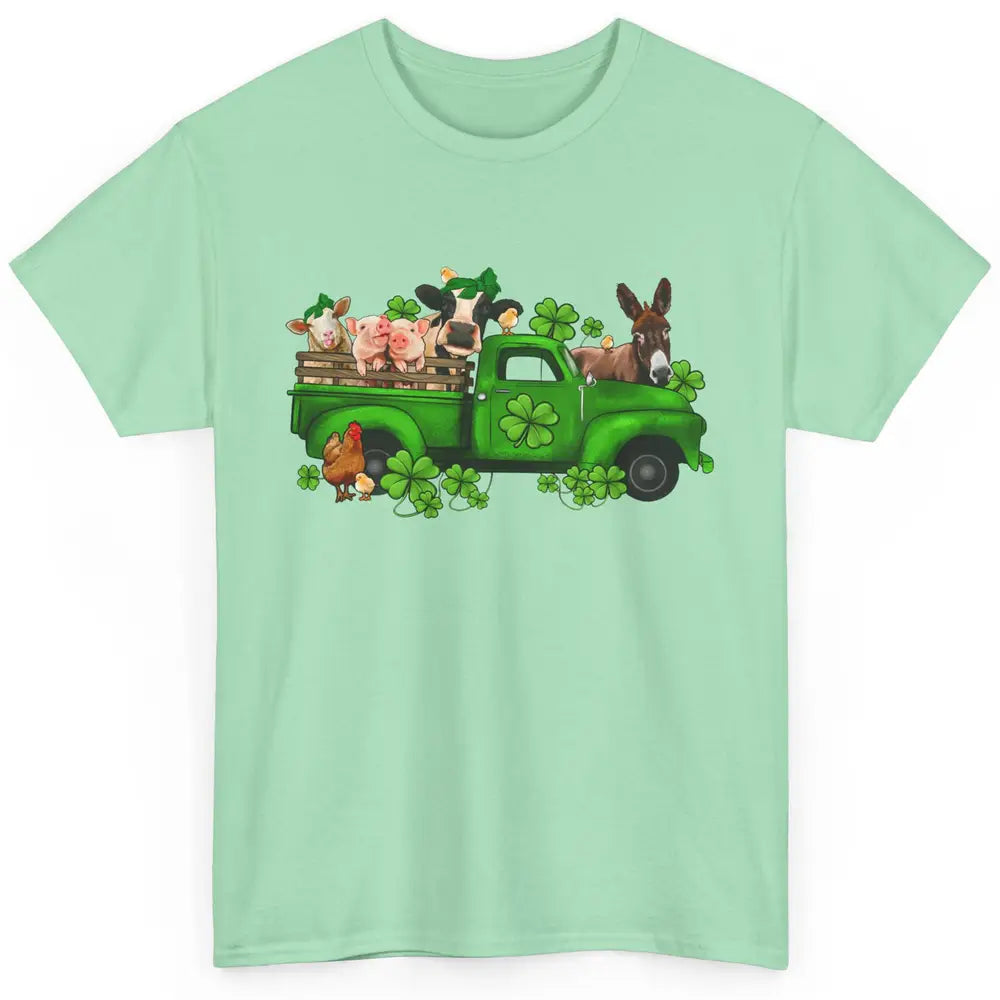 Farm Animals Truck Shamrock Clover St Patricks Day Retro Classic Unisex T-Shirt