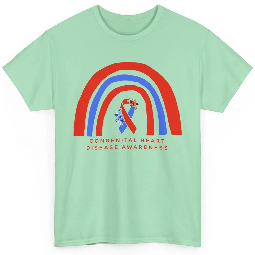 CHD Congenital Heart Disease Awareness Red Blue Ribbon Classic Unisex T-Shirt