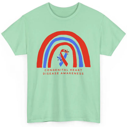 CHD Congenital Heart Disease Awareness Red Blue Ribbon Classic Unisex T-Shirt