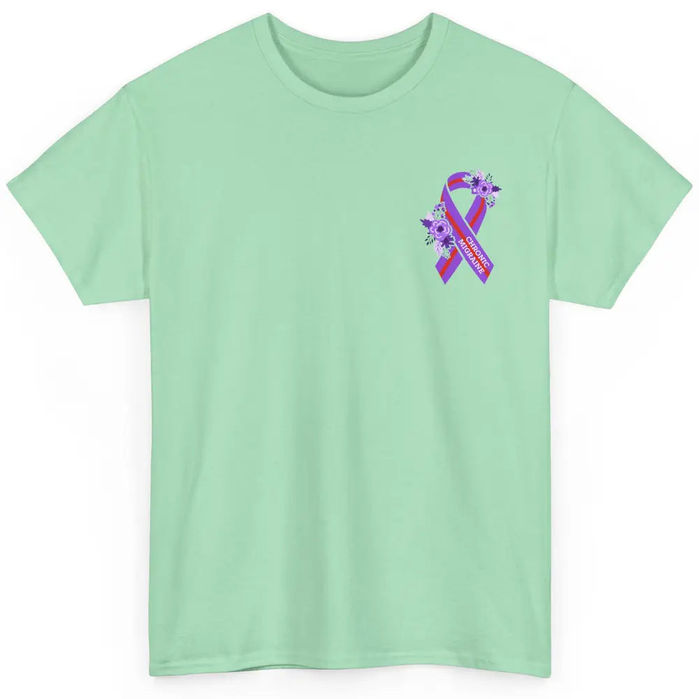 Chronic Migraine Awareness Support Purple Ribbon Pocket Size Classic Unisex T-Shirt