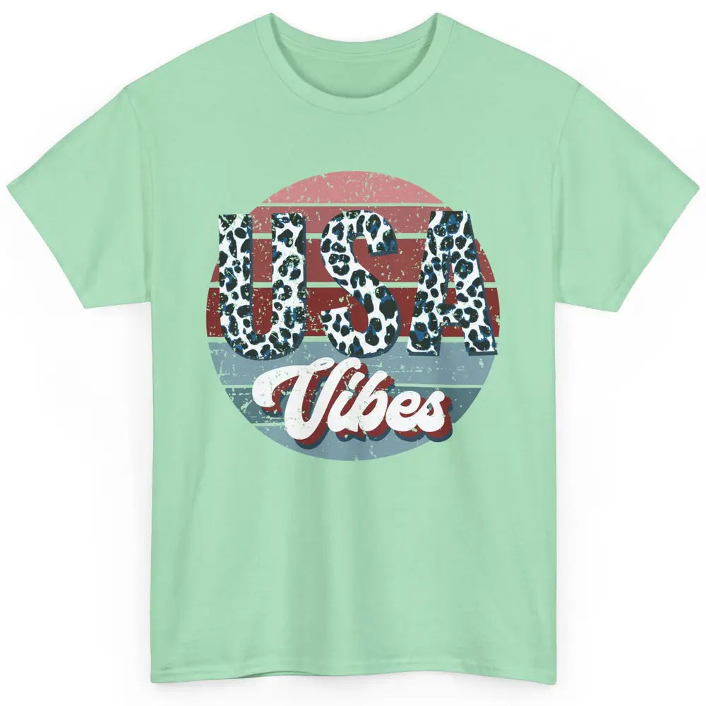 Vintage USA Vibes Leopard Patriots Independence Day Gift Classic Unisex T-Shirt