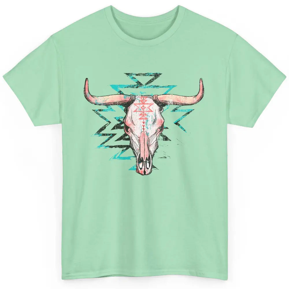 Boho Bull Skull Aztec Rodeo Desert Spirit Western Country Classic Unisex T-Shirt