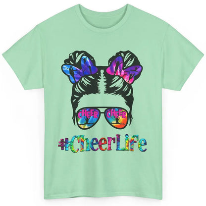 Cheerleading Kid Messy Bun Cheer Life Tie Dye Cheerleader Classic Unisex T-Shirt