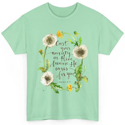 Floral Christian Faith Cast Your Anxiety On Him Bible Verse Classic Unisex T-Shirt