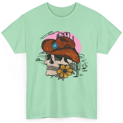 Skull Desert Cactus Cowboy Gemstone Hat Western Country Girl Classic Unisex T-Shirt