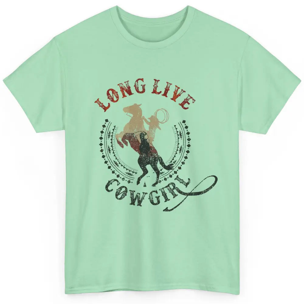 Western Country Cowgirl Riding Horses Cool Rodeo Howdy Retro Classic Unisex T-Shirt